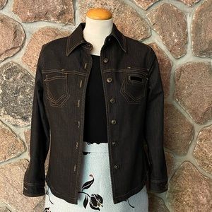 New condition denim shacket with interesting detailing
